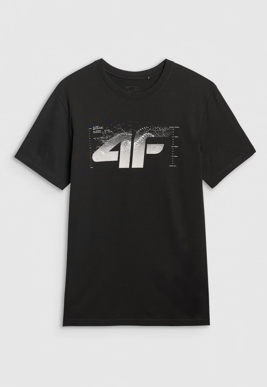 Koszulka Męska 4F T-shirt Z Nadrukiem Regular Czarna 4FWAW25TTSHM2359