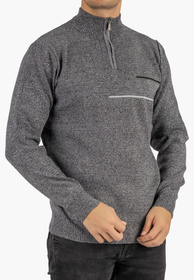 Sweter Męski Półgolf Klasyczny Wygodny Elegancki z Zamkiem Jasny Szary MUST