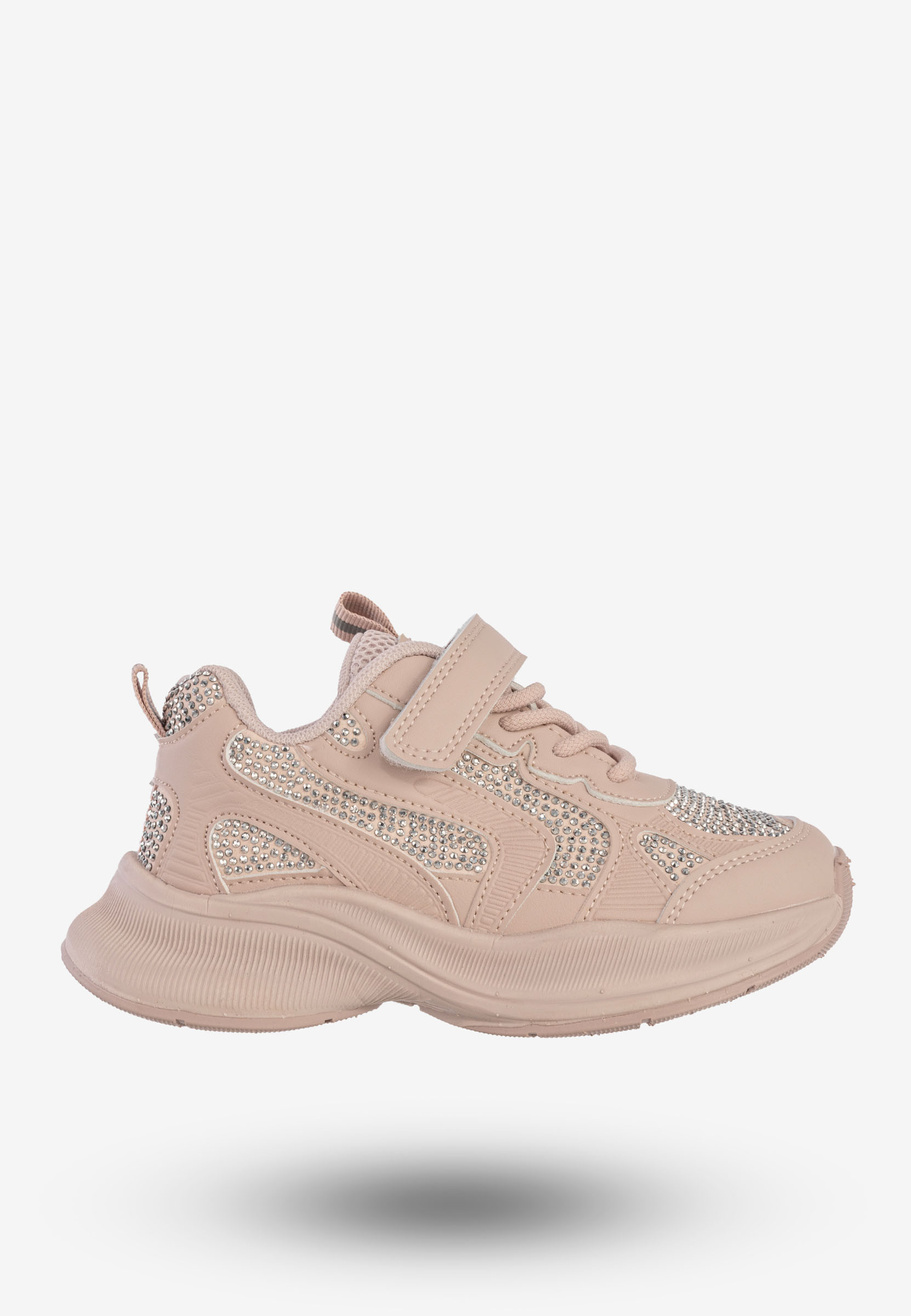 Sneakersy Dziecięce Ekoskóra Buty Sportowe Na Rzepy Półbuty Różowe Apawwa G1814P