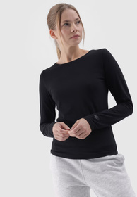 Longsleeve Damski 4F Slim Gładki Koszulka z Długim Rękawem Czarna 4FWMM00TLONF376