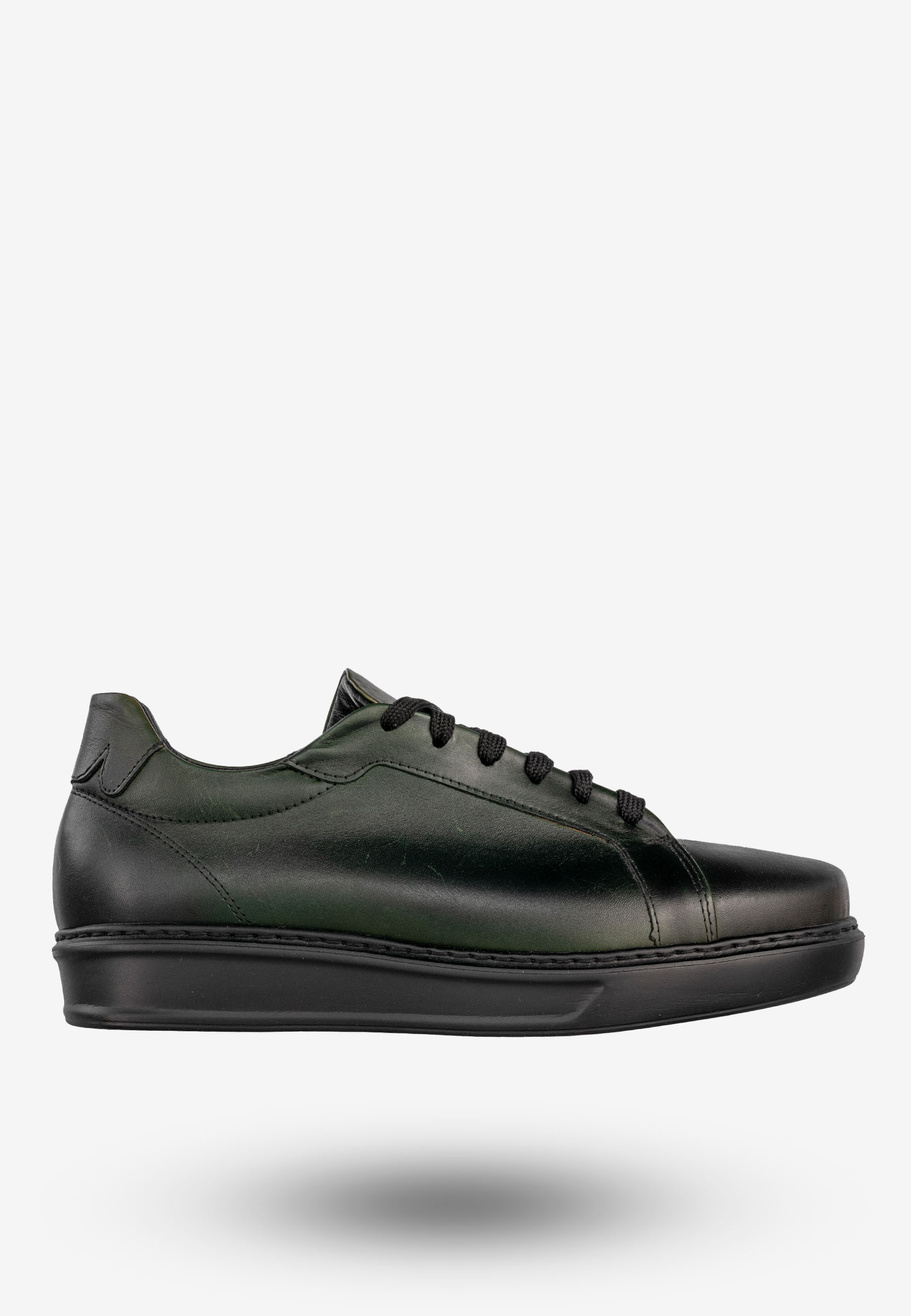 Sneakersy Męskie Skórzane Buty Sportowe Półbuty Czarne Faber