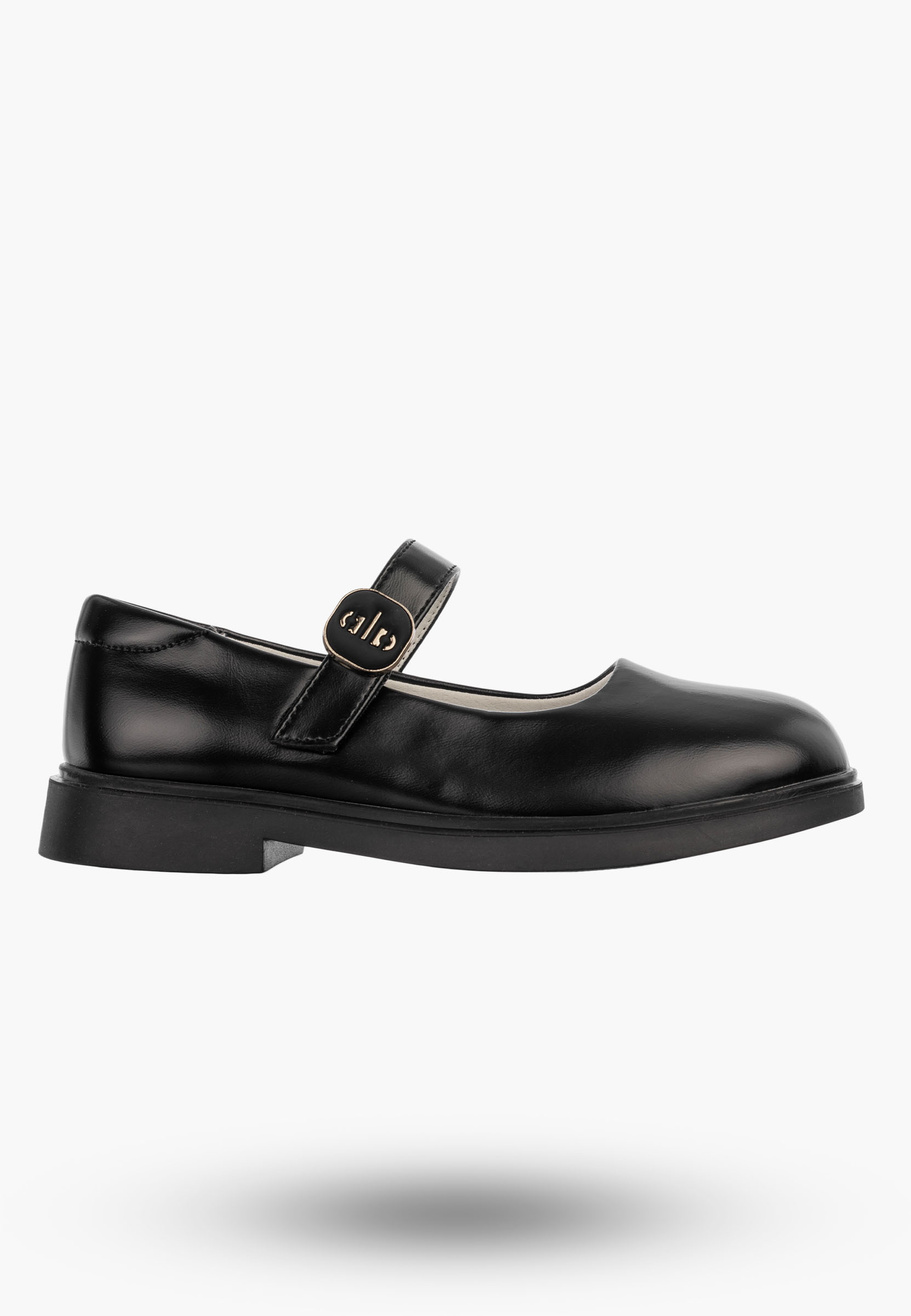 Buty Eleganckie Dziecięce APAWWA Baleriny Skórzana Wkładka Czarne