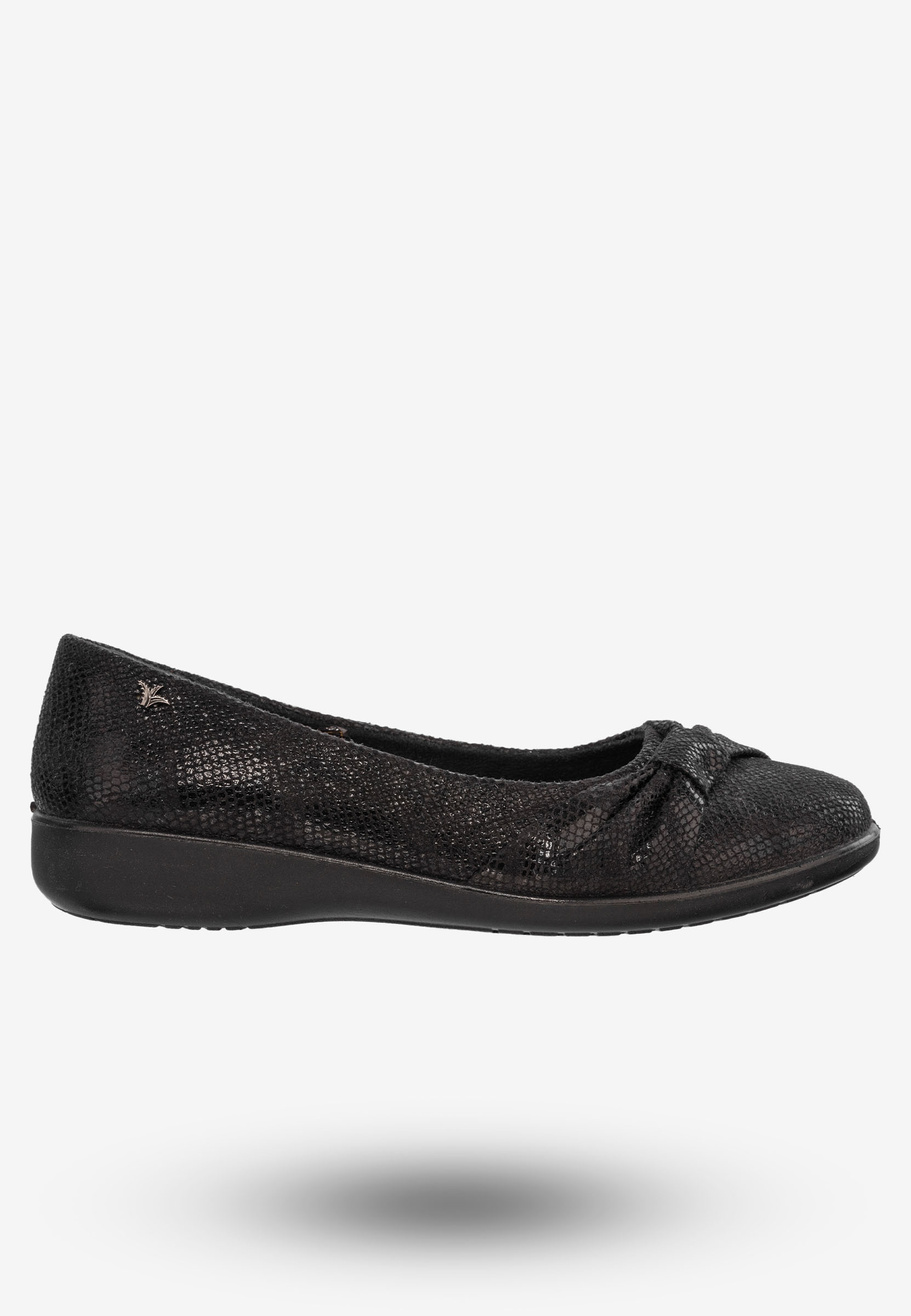 Baleriny Damskie Buty Ze Skóry Naturalnej Czarne Aloeloe Y224001