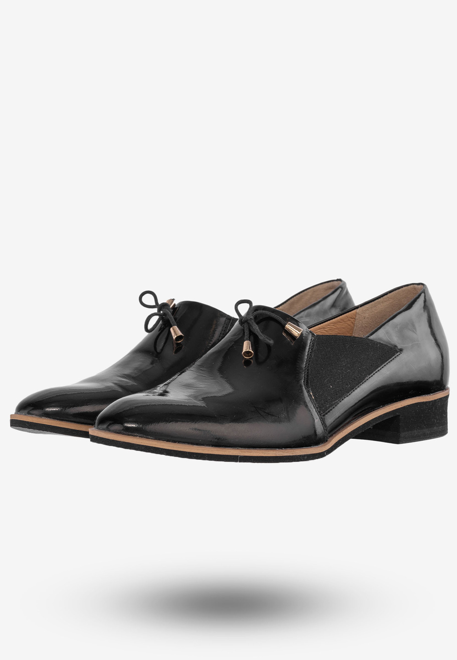 Półbuty Damskie Skórzane Buty Eleganckie Wsuwane eSKa Czarne 284