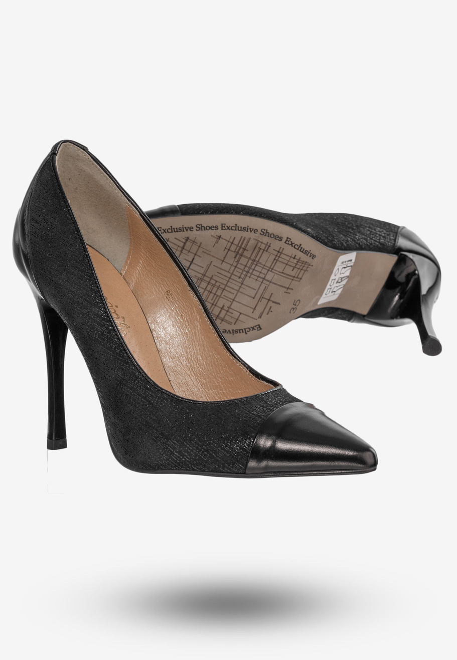 Szpilki Damskie Buty Skórzane Eleganckie Czarne Darex C-653/4