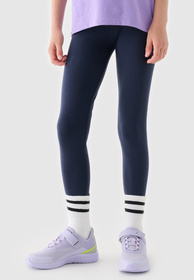 Legginsy Dziewczęce Spodnie 4F Dzianinowe Granatowe 4FJRAW24TTIGF239
