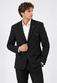 Marynarka Męska Elegancka Wizytowa Slim Fit Z Domieszką Wełny Czarna