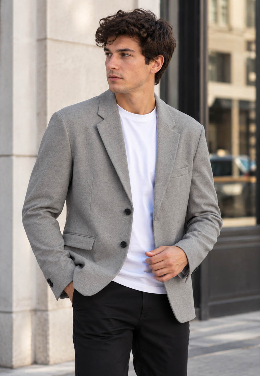 Marynarka Męska Zara Regular Fit Elegancka Klasyczna Na Guziki Szara