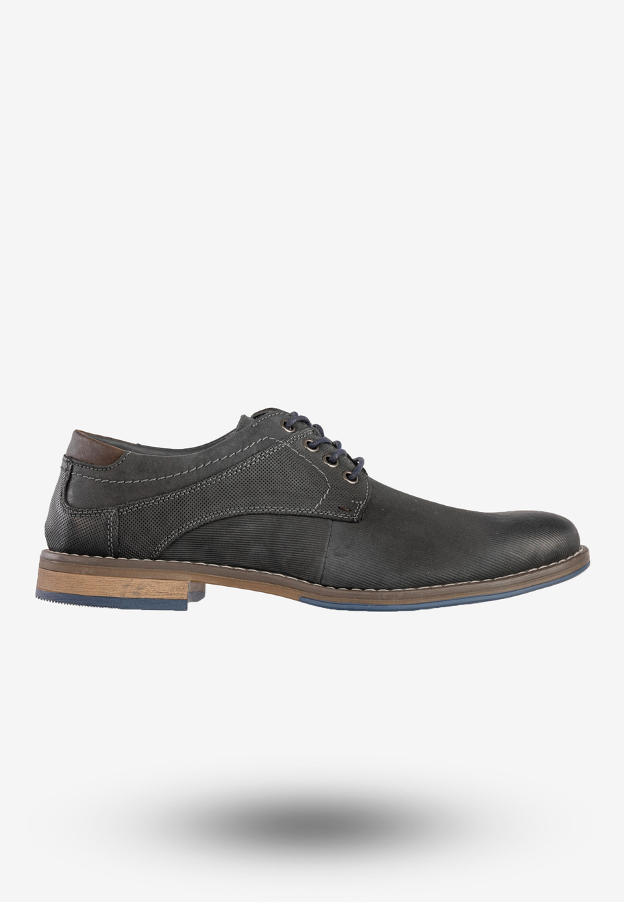 Półbuty Wizytowe Męskie Skórzane Buty Eleganckie Granatowe Meexx 8MN68-0186