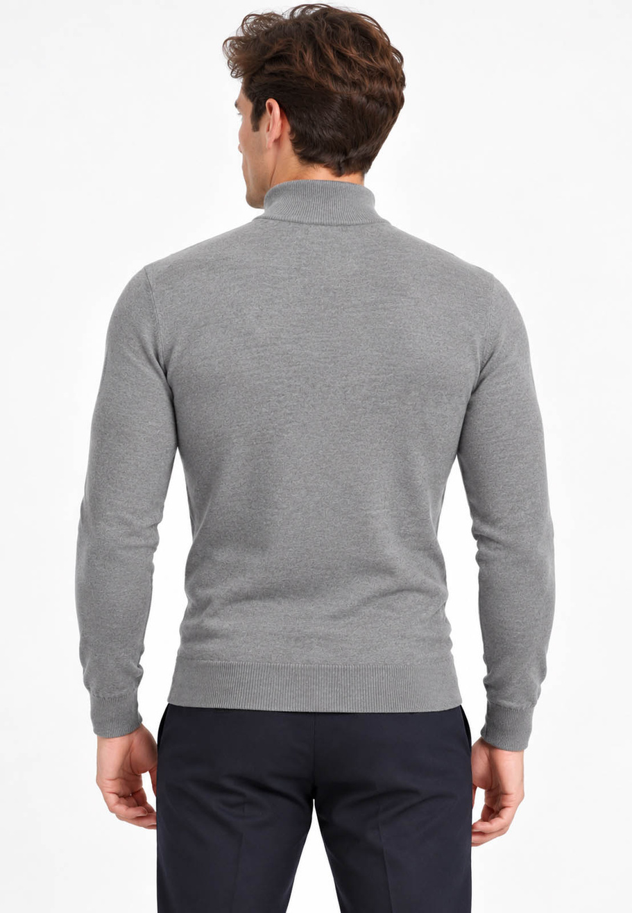Półgolf męski Slim Fit dopasowany z nieco grubszej dzianiny szary ze stójką
