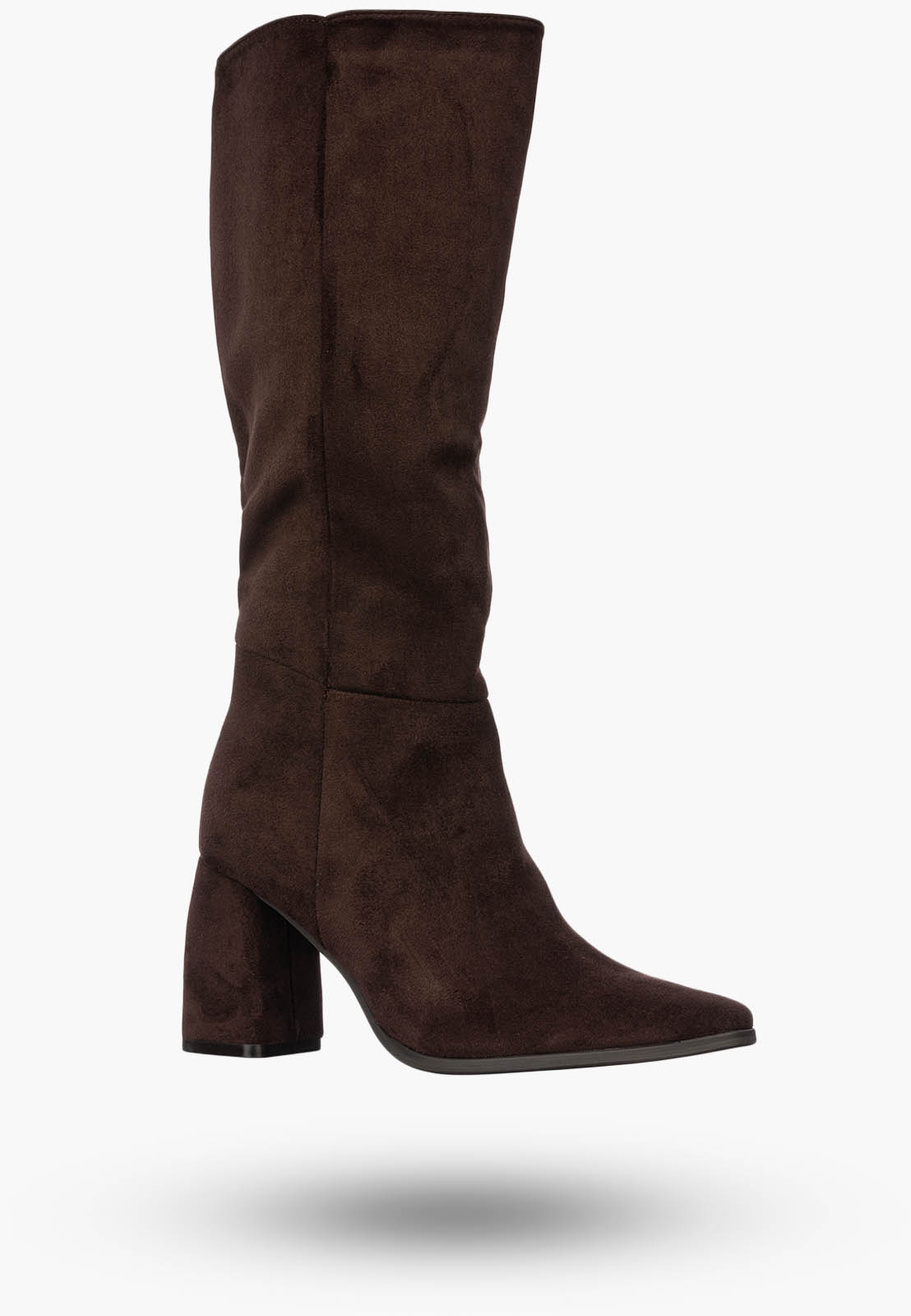 Kozaki Damskie Buty Na Zimę Eleganckie Ocieplane Wysokie Brązowe