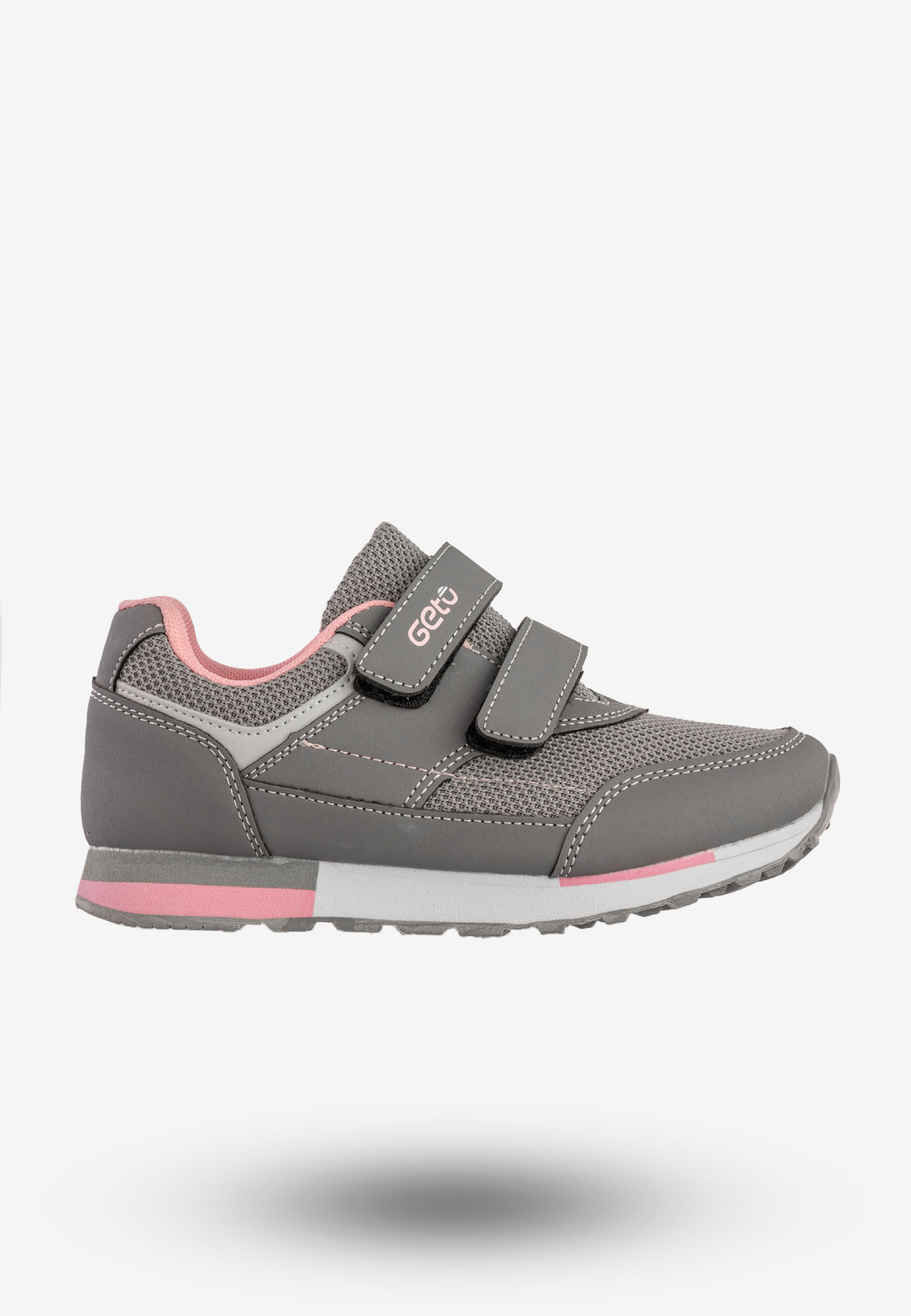 Sneakersy Dziecięce Na Rzepy Buty Sportowe Skórzana Wkładka Szare Gelteo F-668