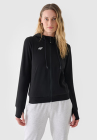 Bluza Dresowa Damska 4F Rozpinana Z Kapturem Czarna 4FSSS23TSWSF1346
