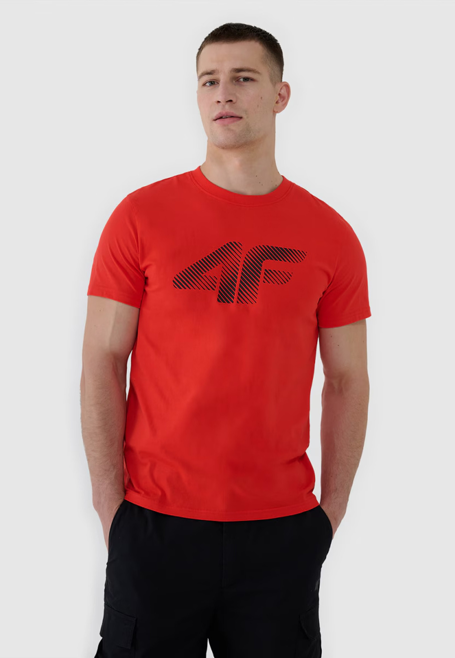 Koszulka Męska 4F T-shirt Z Nadrukiem Regular Czerwony 4FWMM00TTSHM2257