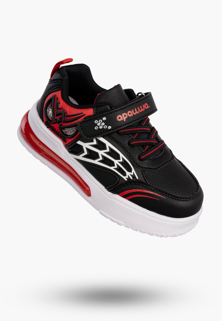 Sneakersy Dziecięce Na Rzepy Czarne Buty Sportowe Świecące T6518P