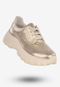 Sneakersy Buty Damskie Półbuty Skórzane Sportowe Złote Eleganckie 2365A