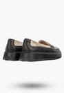 Półbuty Damskie Skórzane Buty Loafersy Platforma Czarne Cambell