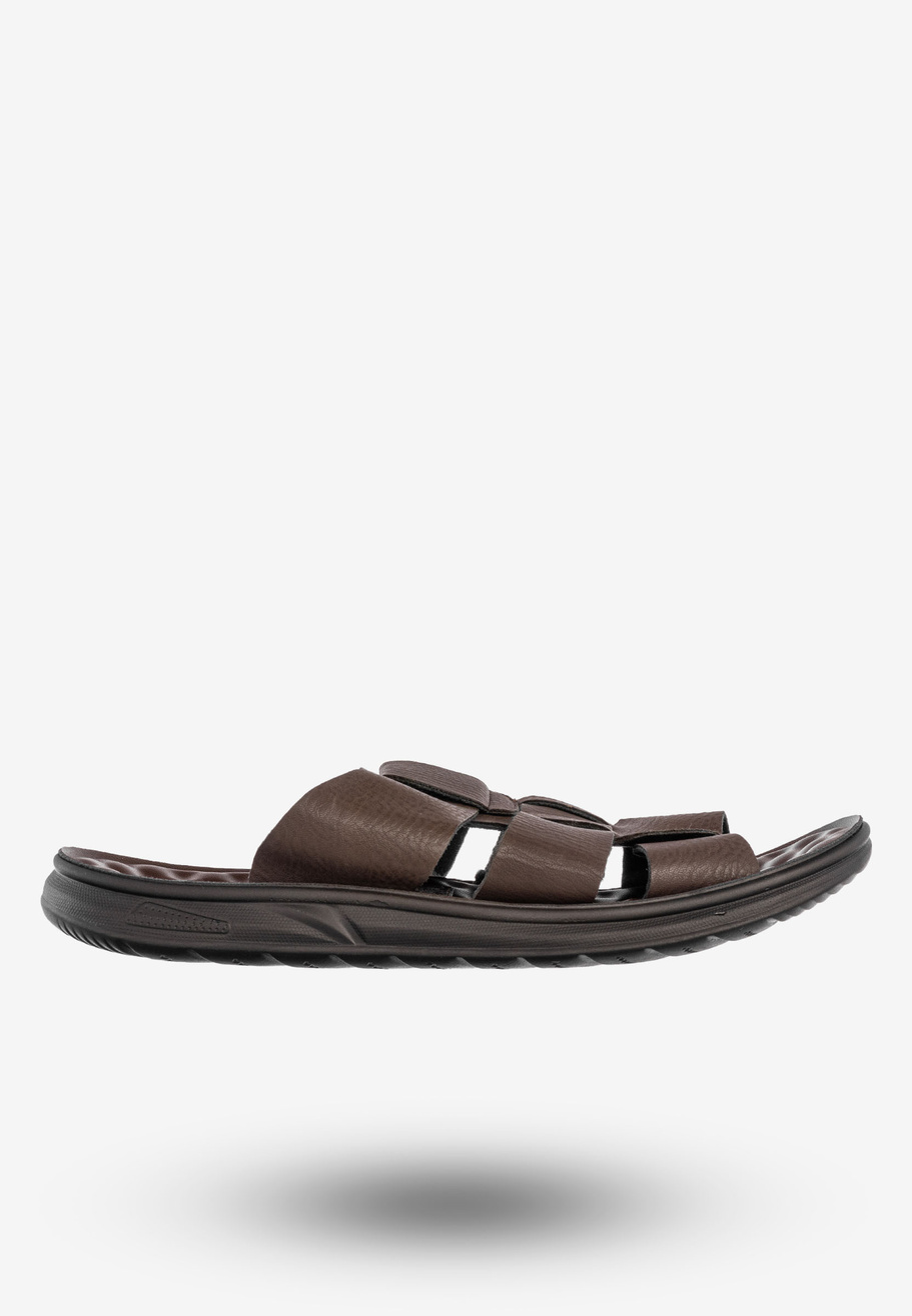 Klapki Męskie Skórzane Buty Eleganckie Wygodne Brązowe Meko Melo