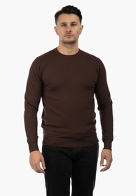 Sweter Męski Elegancki Klasyczny Basic Brązowy S-B-1-2024