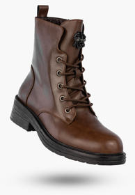 Trzewiki Damskie Skórzane Buty Zimowe Ocieplane Eleganckie Brązowe M.Daszyński SFY2509-1 BROWN