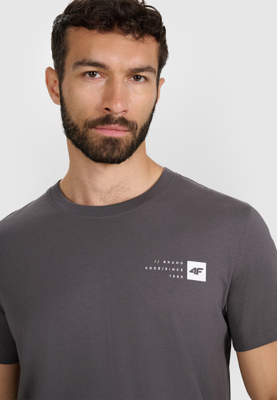 Koszulka Męska 4F T-shirt Z Nadrukiem Regular Szara 4FWAW25TTSHM3131