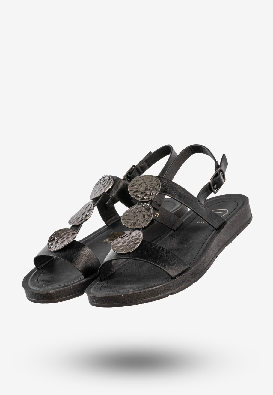 Sandały Damskie Ekoskóra Buty Eleganckie Na Lato Czarne Filippo DS6885/25BK