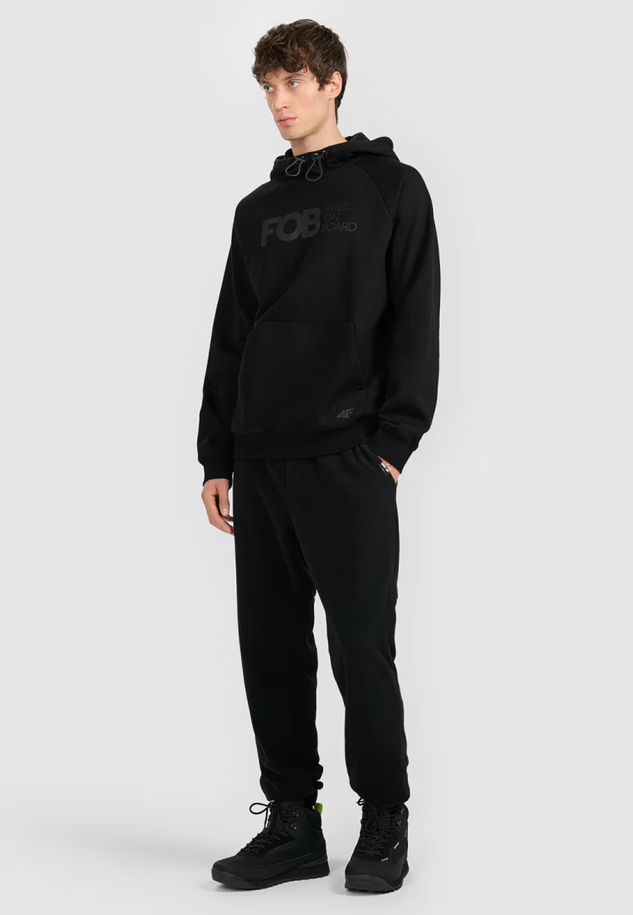 Bluza Męska 4F Z Kapturem Nierozpinana Z Nadrukiem Czarna 4FWAW25TSWSM2390