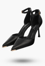 Szpilki Damskie Ekoskóra Buty Na Szpilce Z Paskiem Eleganckie Czarne