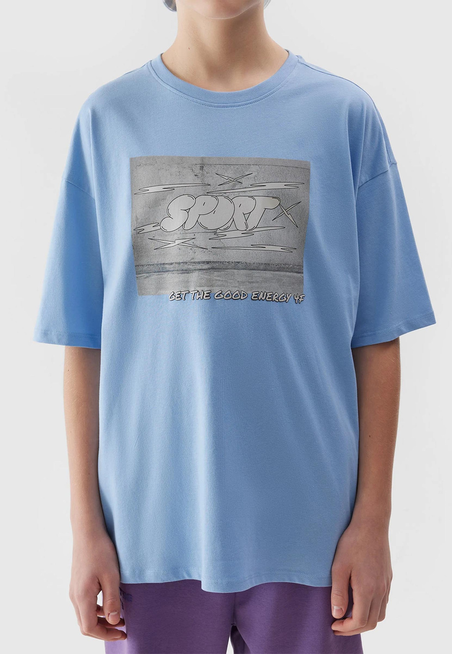 Koszulka Chłopięca 4F T-shirt Niebieski z nadrukiem 4FJRSS24TTSHM1644