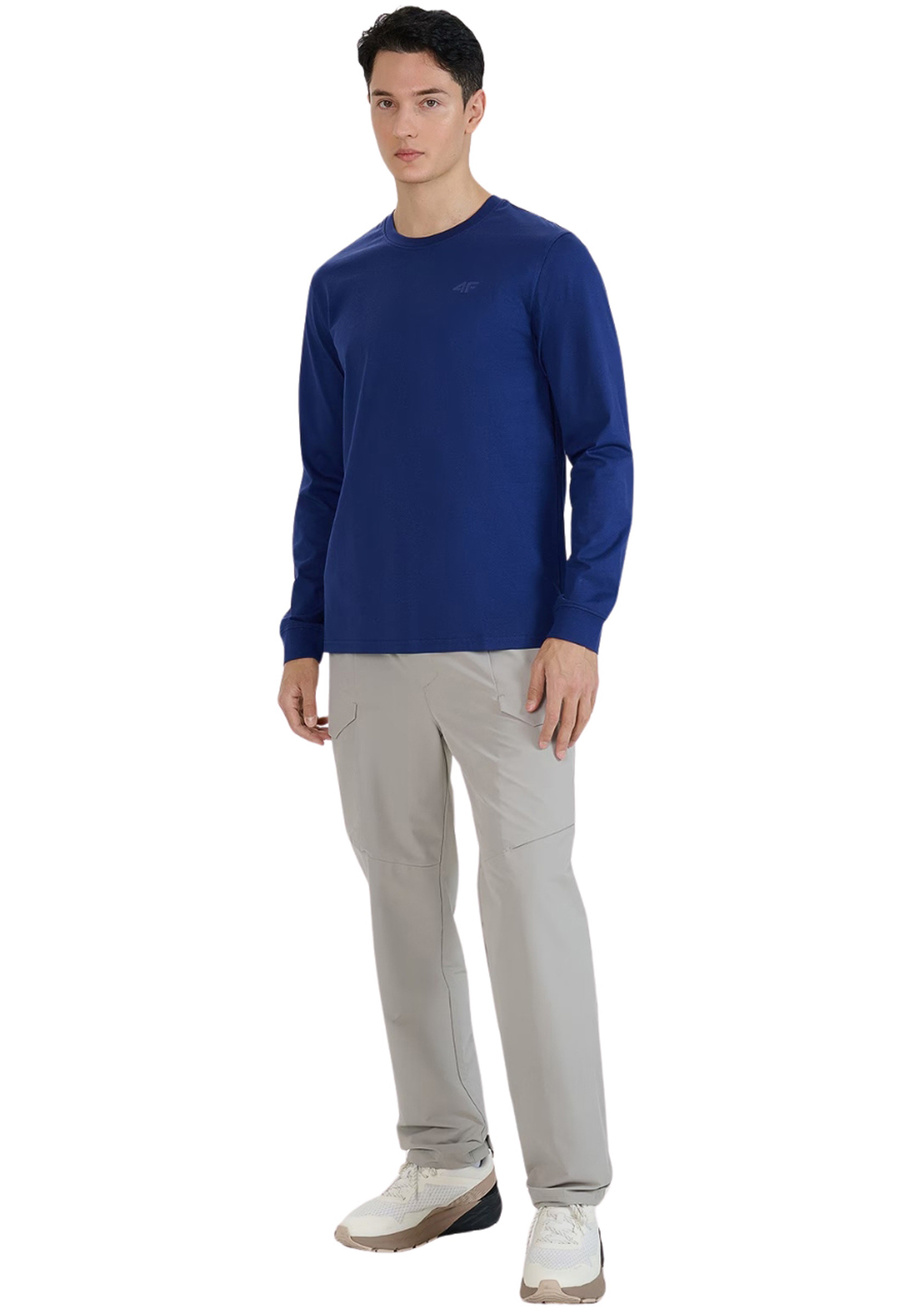 Koszulka Męska 4F Sportowa Bawełniana Longsleeve Regular Casual Granatowa 4FWMM00TLONM432