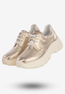Sneakersy Buty Damskie Półbuty Skórzane Sportowe Złote Eleganckie 2365A