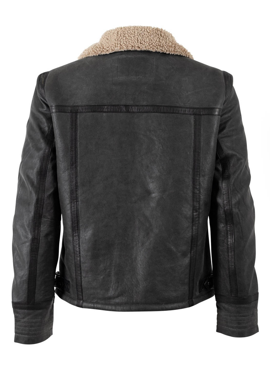 Kurtka Męska Skóra Jagnięca Pilotka MAURITIUS Vintage 1201-1000 Antracytowa