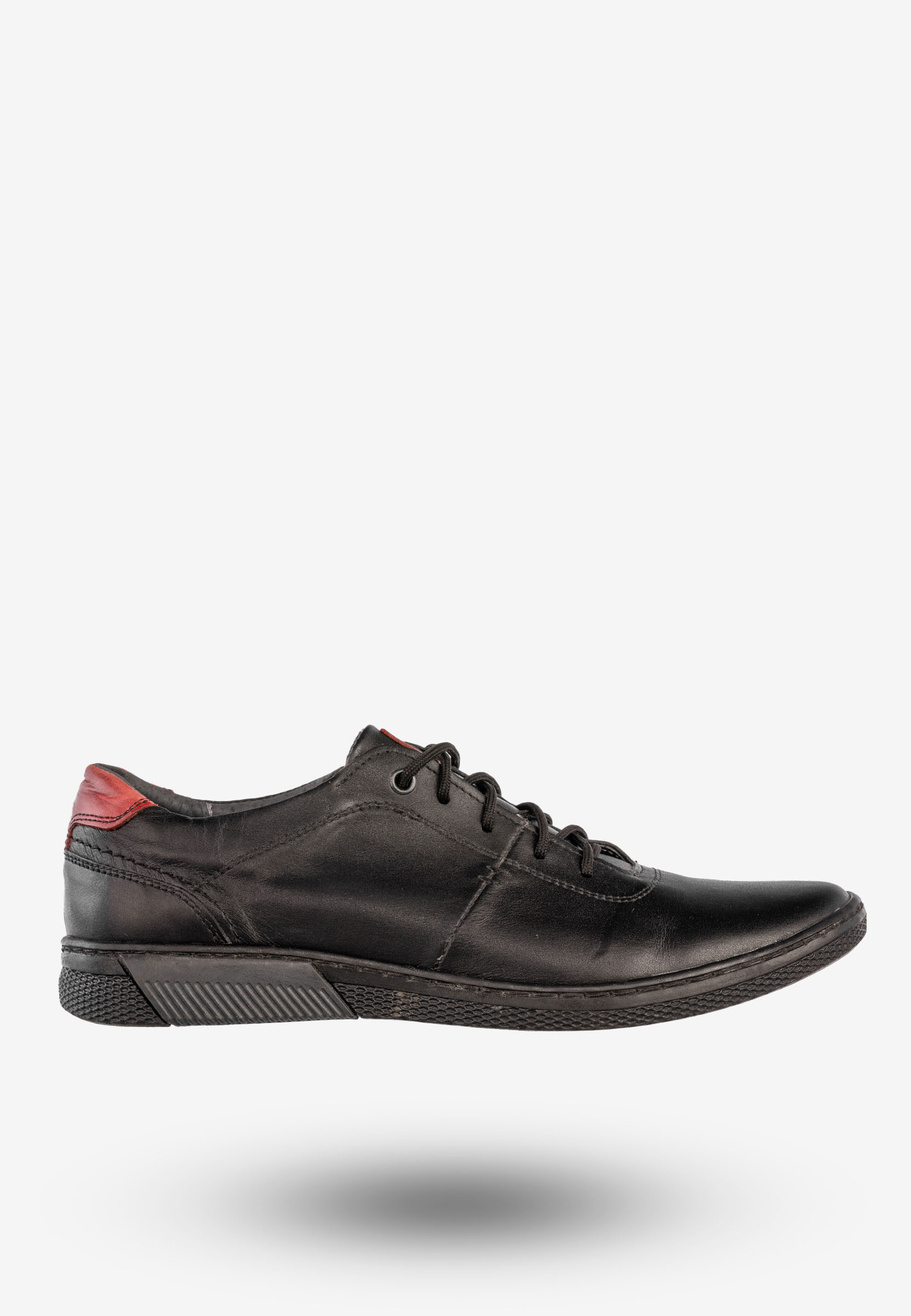 Półbuty Męskie Skórzane Buty Wizytowe Casual Czarne Fox