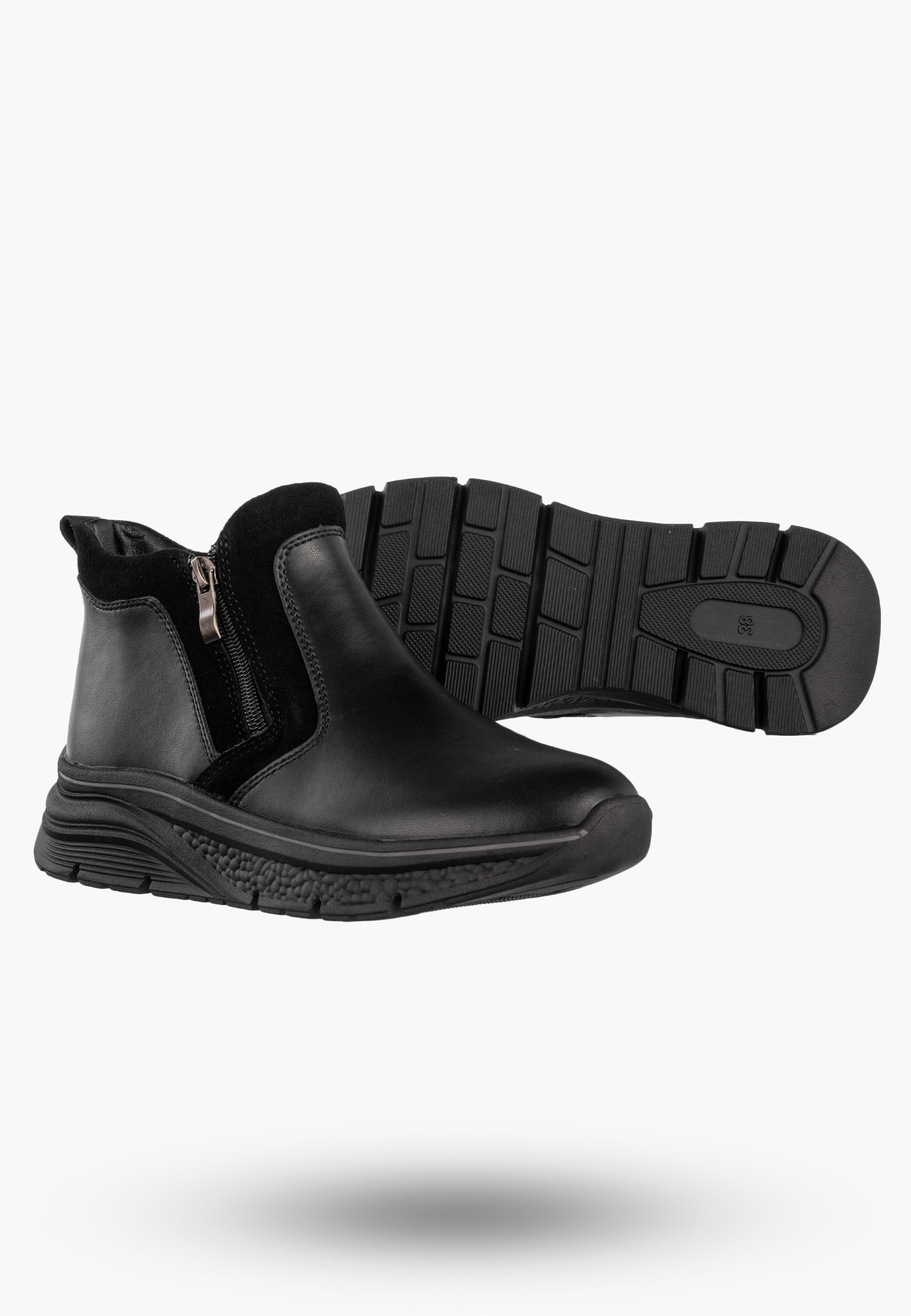 Botki Damskie Skórzane Buty Na Platformie Ocieplane Na Zimę Czarne Filippo DBT7292/25BK