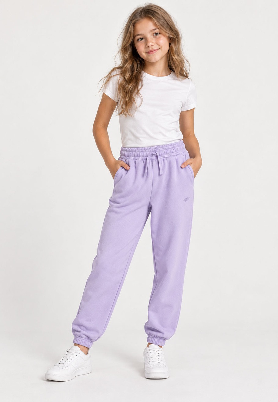 Spodnie Dziewczęce 4F Sportowe Dresowe Jogger Ocieplane Niebieskie 4FJWSS26TTROF1502