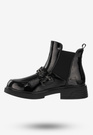Buty Damskie Botki Ekoskóra Na Zimę Ocieplane Lakierowane Czarne Potocki 24-12542BKP