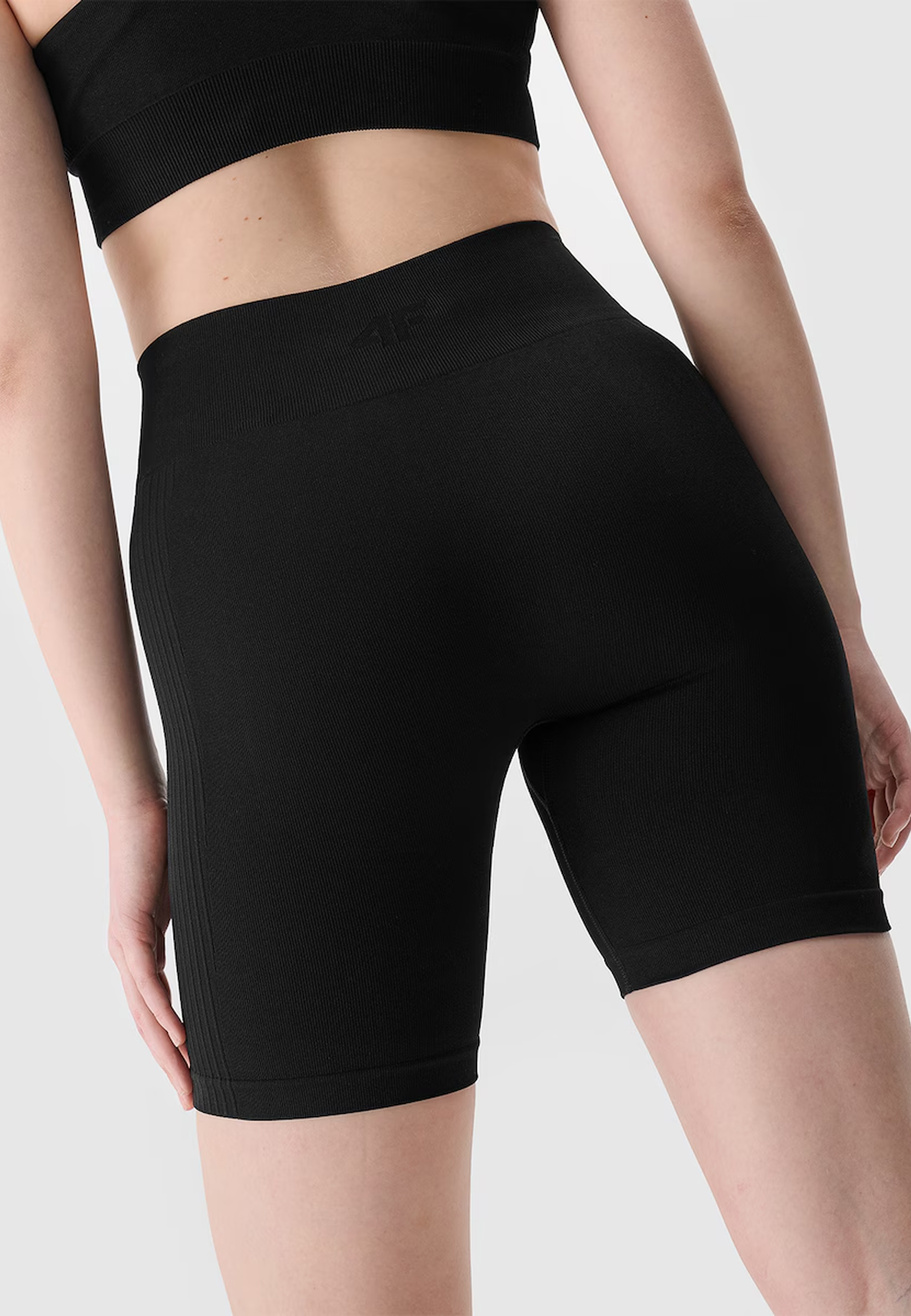 Kolarki Damskie 4F Sportowe Legginsy Spodenki Bezszwowe Treningowe Czarne 4FRSS24TFSHF694
