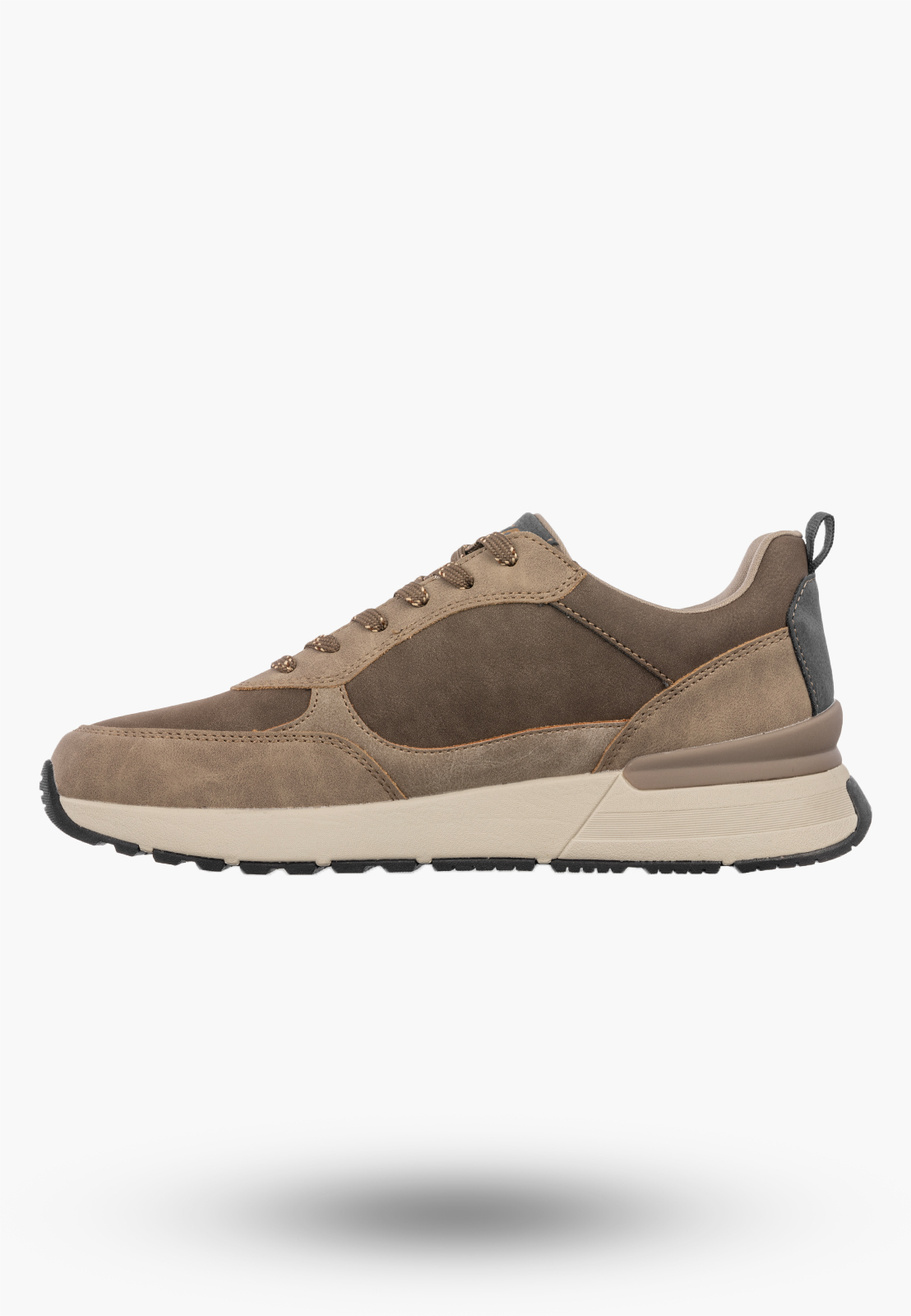 Sneakersy Męskie Ekoskóra Buty Sportowe Casual Wygodne Brązowe Gelteo