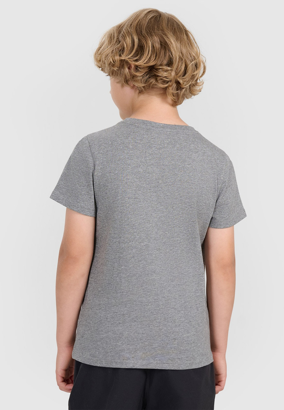 Koszulka Chłopięca 4F T-shirt Z Logo Ciemny Szary 4FJWAW25TTSHM2417