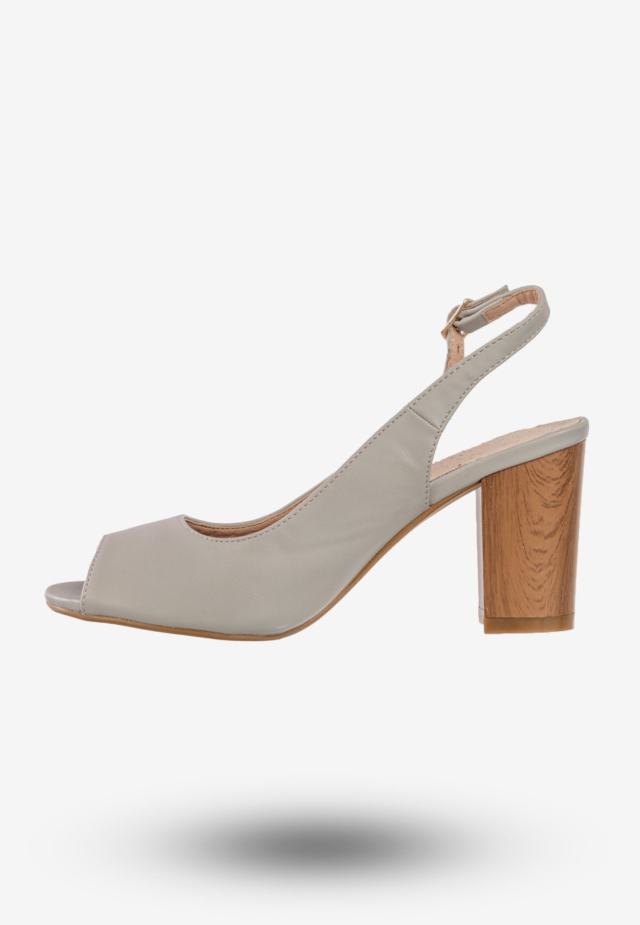 Czółenka Damskie Ekoskóra Buty Na Słupku Goodin Szare GD-OD-06