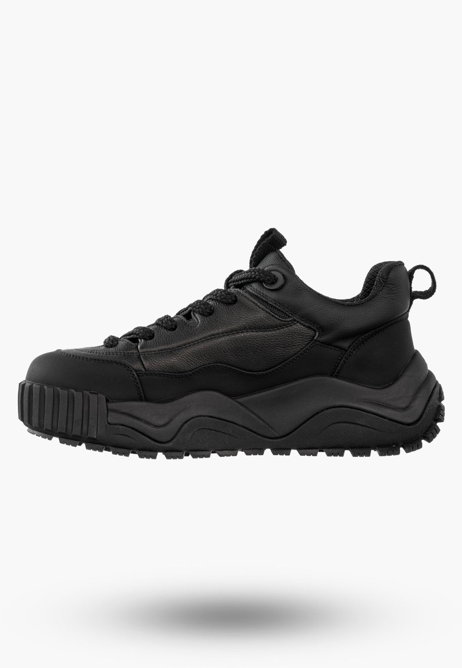 Sneakersy Męskie Skórzane John Doubare Buty Sportowe Półbuty Czarne RX70