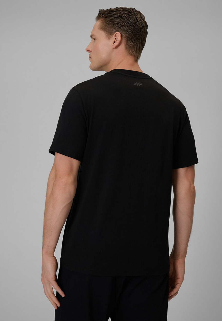 Koszulka T-shirt Męska 4F Sportowa Bawełniana z Nadrukiem Czarna 4FWSS26TTSHM2665