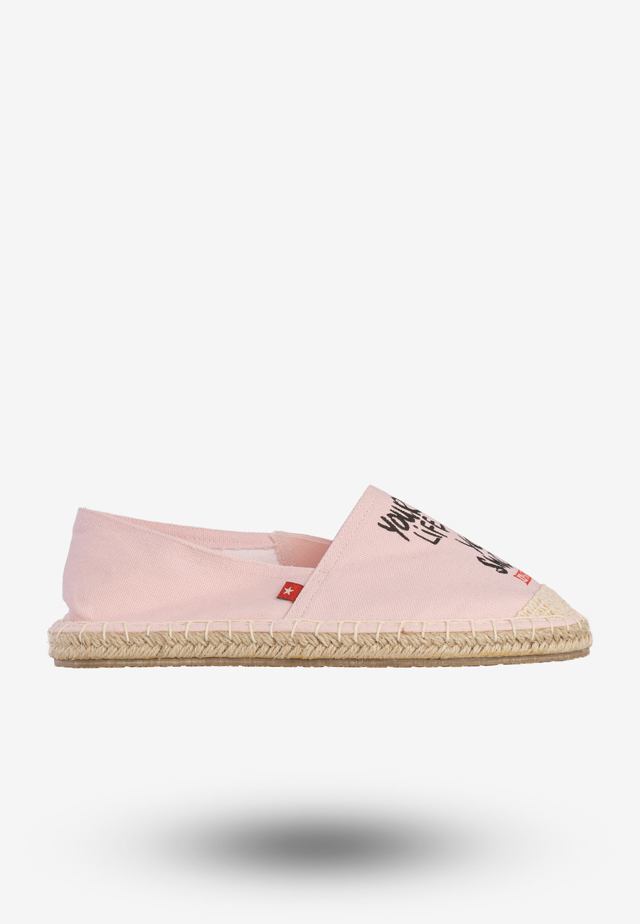 Espadryle Damskie BIG STAR Buty Wsuwane Z Napisem Różowe DD274A184