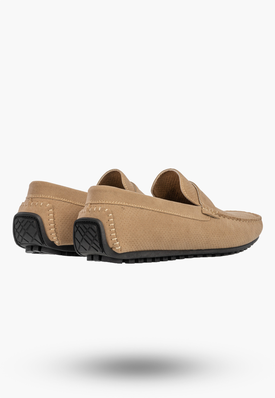 Mokasyny Męskie Ażurowe Eleganckie Wizytowe Buty Casual Beżowe Vanhorn