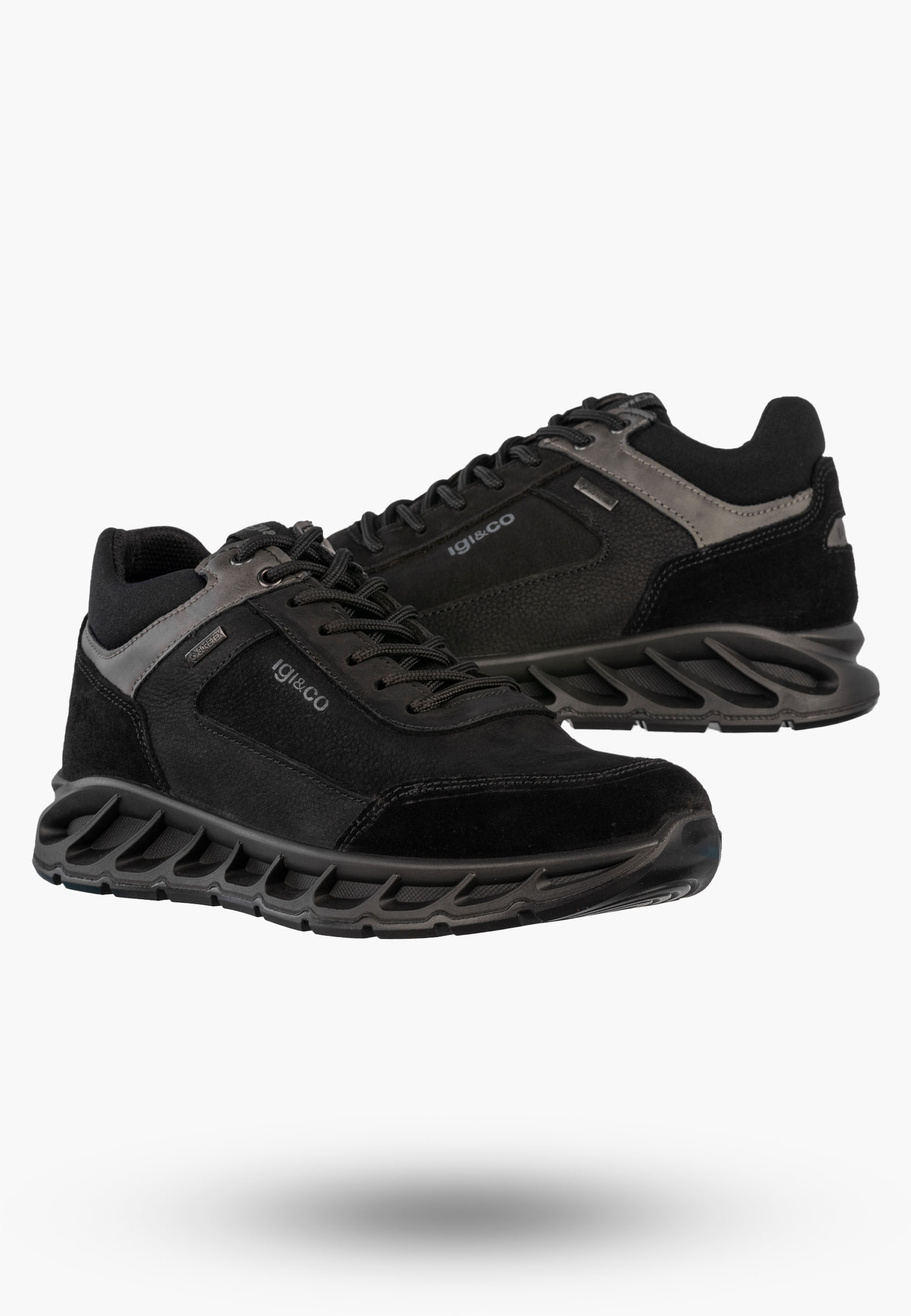 Sneakersy Męskie Skórzane Buty Wodoodporne Sportowe Czarne IGI&CO 8626500