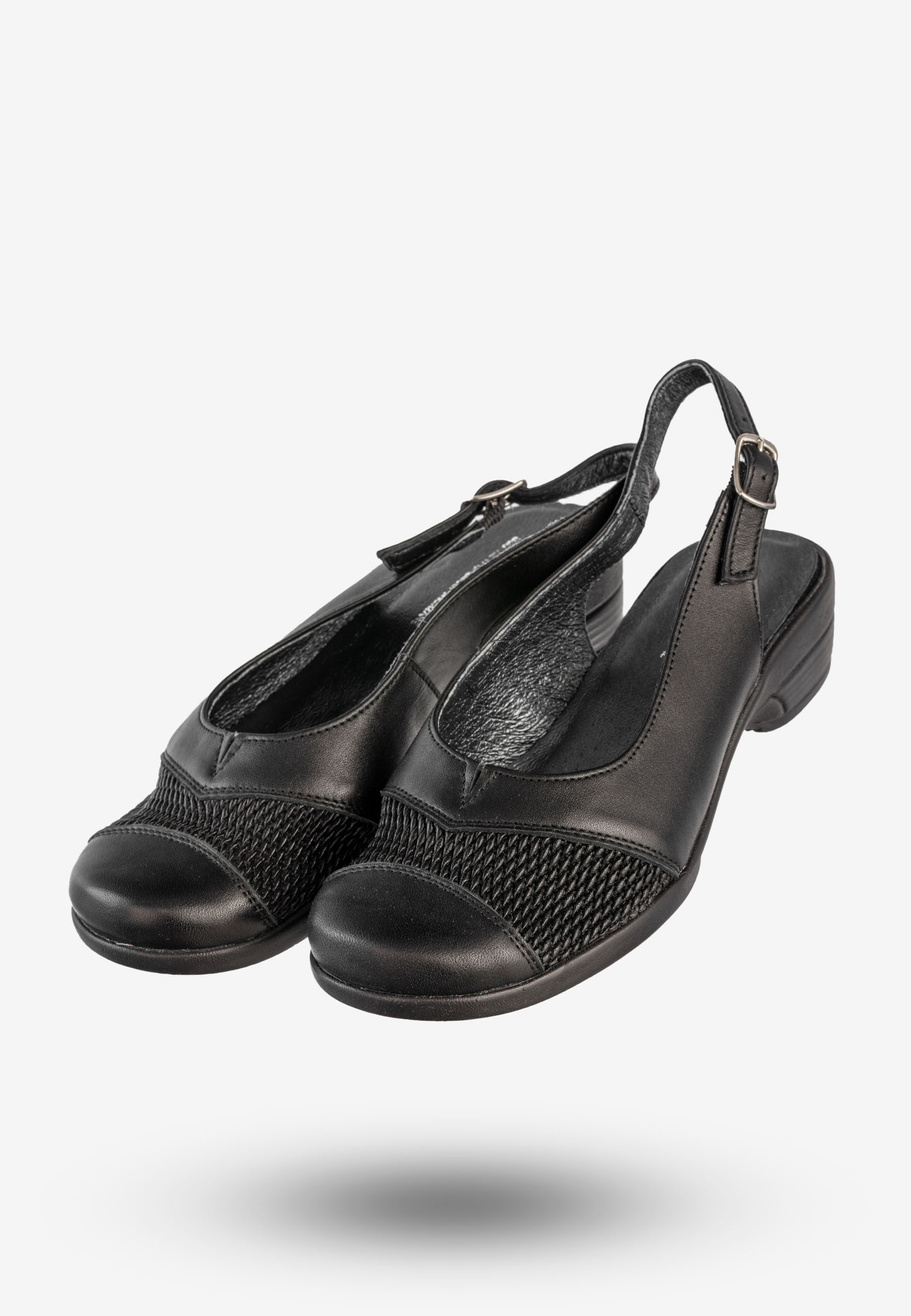 Sandały Damskie Skórzane Buty Czółenka Wygodne Czarne Demi 913