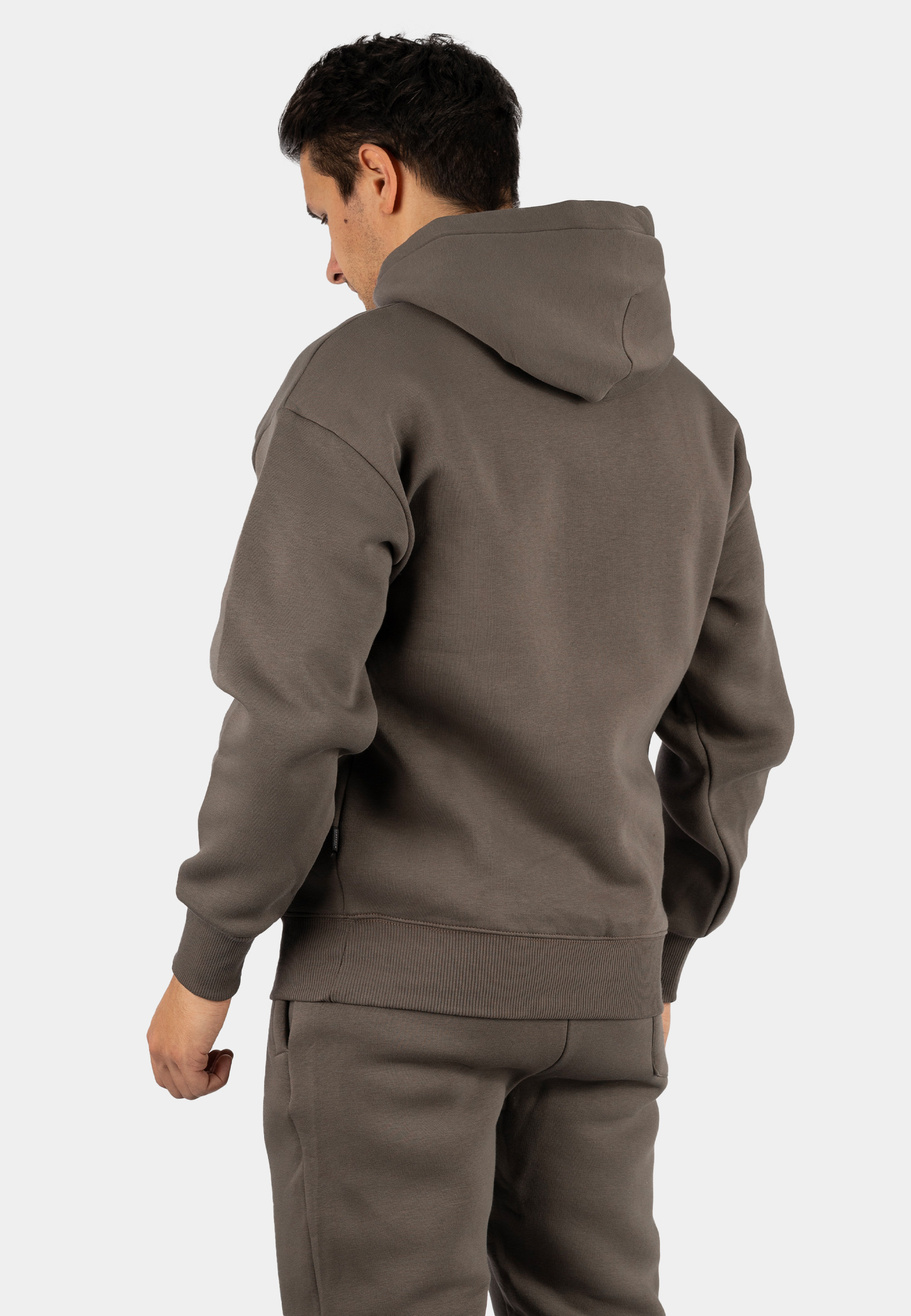 Komplet Dresowy Męski Ocieplany Bluza z kapturem Dresy Basic Khaki