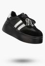 Sneakersy Damskie Skórzane Półbuty Buty Na Platformie Czarne D&A