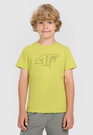 Koszulka Chłopięca 4F T-shirt Z Logo Ciemny Limonkowy 4FJWAW25TTSHM2417