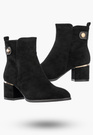 Botki Damskie Eleganckie Buty Na Obcasie Zimowe Ocieplane Czarne